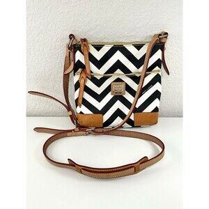 Dooney & Bourke Leather Pebbled Crossbody Black White Bag Purse Adjustable Strap